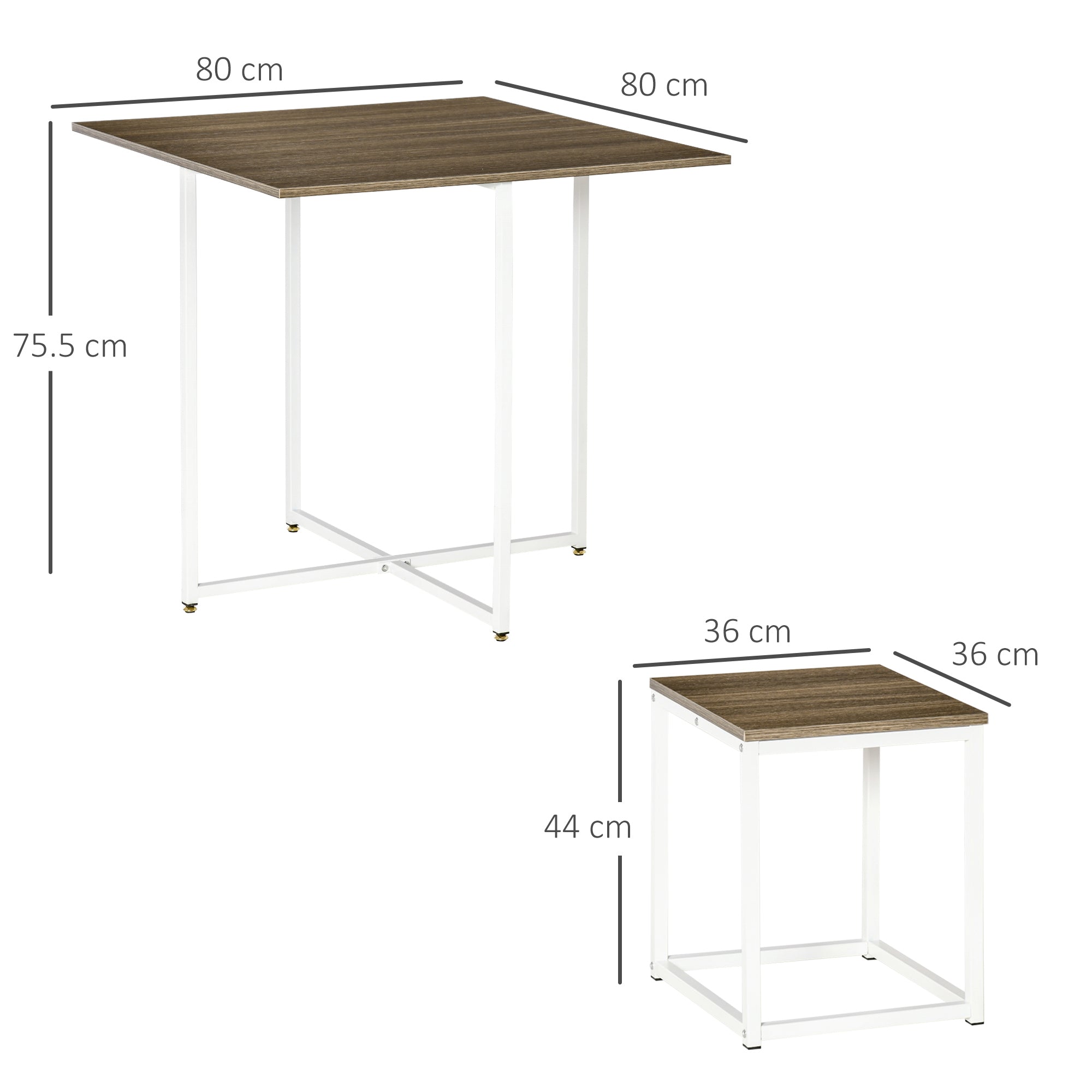 Modern 5-Piece Dining Table Set Metal Frame Square Kitchen Table with 4 Chairs for Dining Room, Walnut