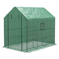 Walk-in Greenhouse with 3 Tier Shelves and Reinforced PE Cover - Green