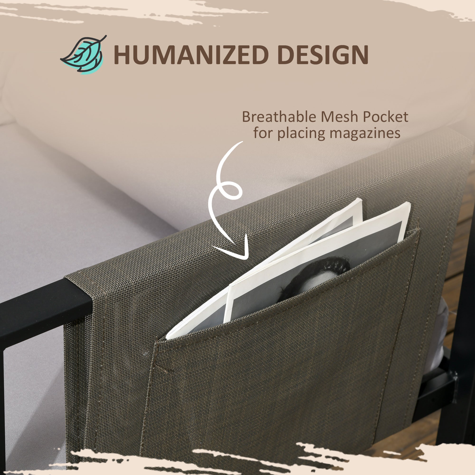 4 Piece Metal Garden Sofa Set with Tempered Glass Table Light Grey