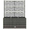 33L PE Rattan Garden Planter with Trellis Raised Bed for Climbing Plants 84x30x107cm - Light Grey