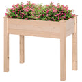 Rectangular Raised Fir Wood Garden Planter Bed - Oak Tone