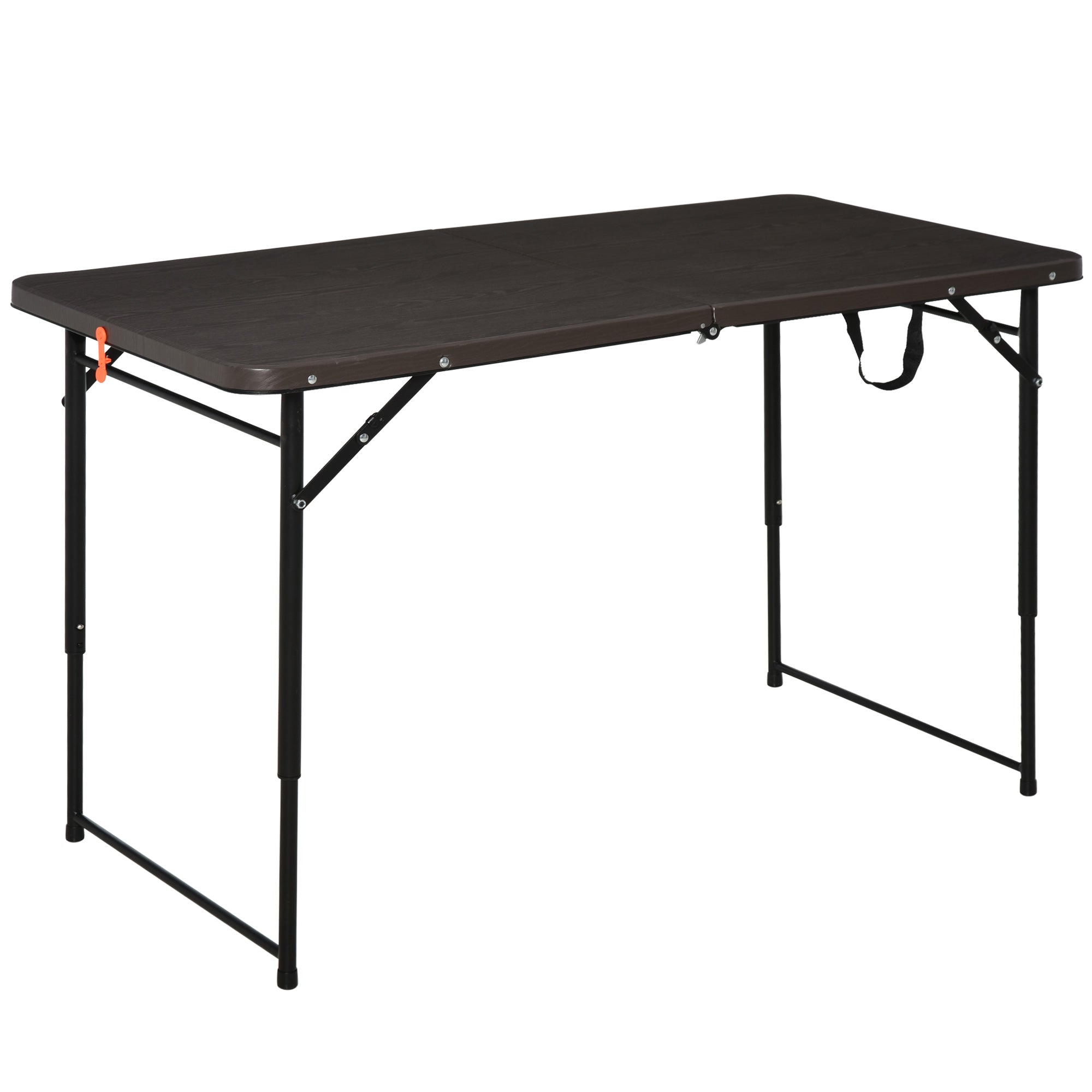 4FT Portable Metal Picnic Table-Black/Brown