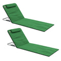 2-Piece Outdoor Metal Frame Reclining Beach Chair Set with Pillow - Green