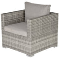 1 Seater Outdoor Rattan Sofa Chair with Padded Cushion - Grey