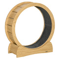 Wooden Cat Treadmill Exercise Wheel with Carpeted Runway & Brake - Natural Wood Finish
