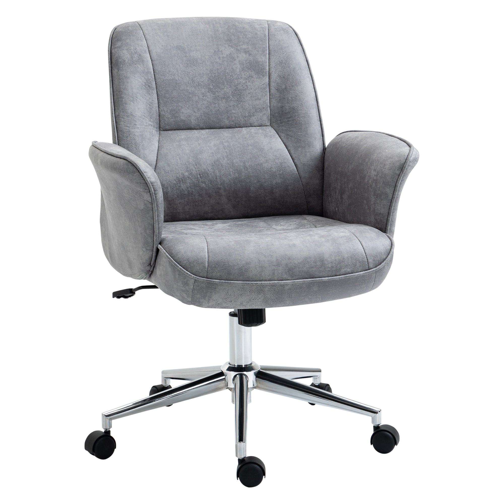 Swivel Ergonomic Office Chair Mid Back Desk Chair for Home Study Bedroom, Light Grey