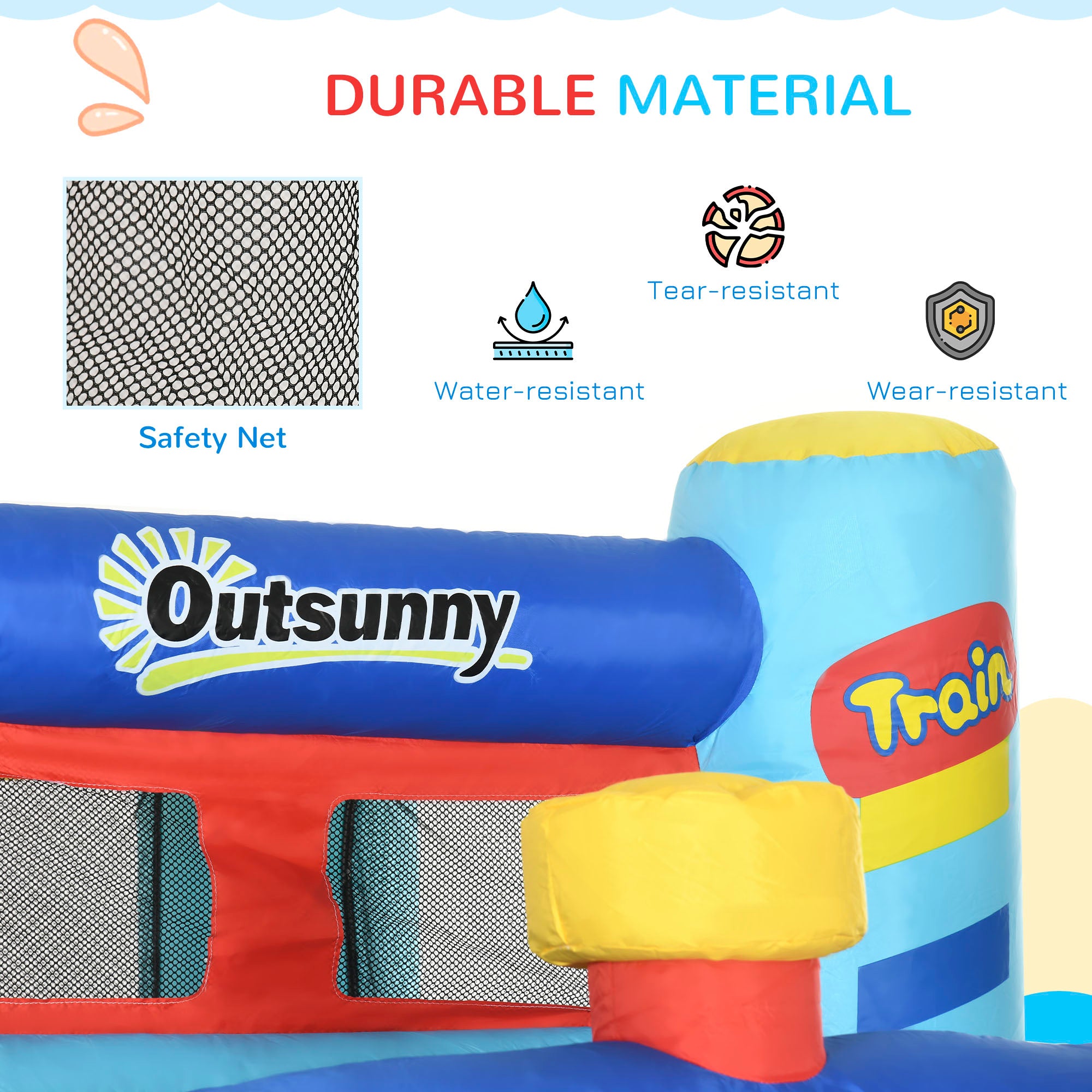 4 in 1 Bouncy Castle, with Slide, Pool, Trampoline, Climbing Wall, Blower - Multicoloured