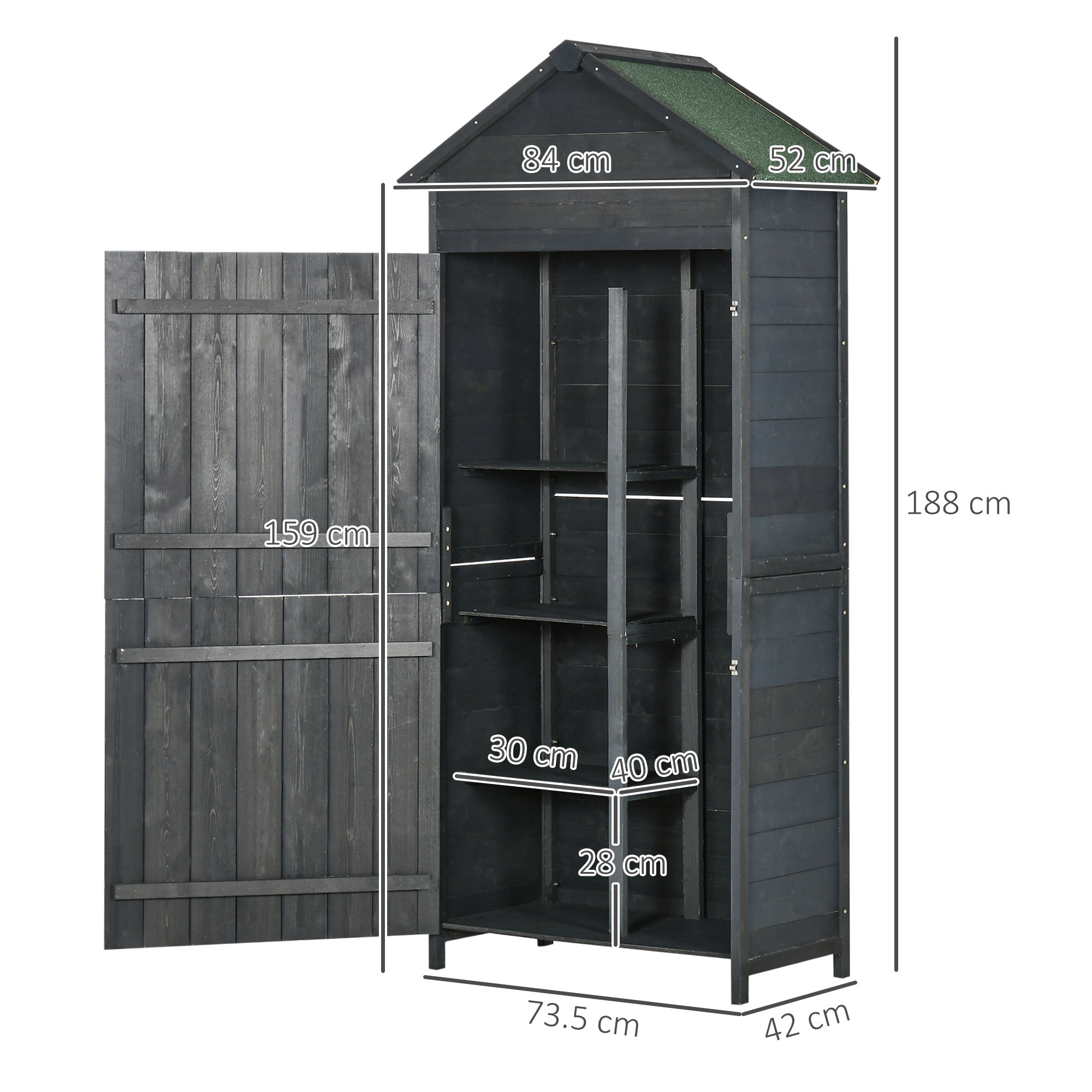 Fir Wood Outdoor Garden Utility Shed Grey