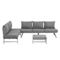 3 Piece Convertible Garden Seating Set with Padded Cushions - Grey