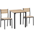 3 Piece Compact Dining Table and 2 Chairs Set with Metal Legs - Light Wood Grain & Black