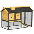 Outdoor Rabbit Hutch with Run, Ramp & Removable Tray 120x55.5x80 cm - Yellow Black