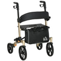 Folding 4-Wheel Rollator with Seat, Cane Holder & Adjustable Handles - Gold