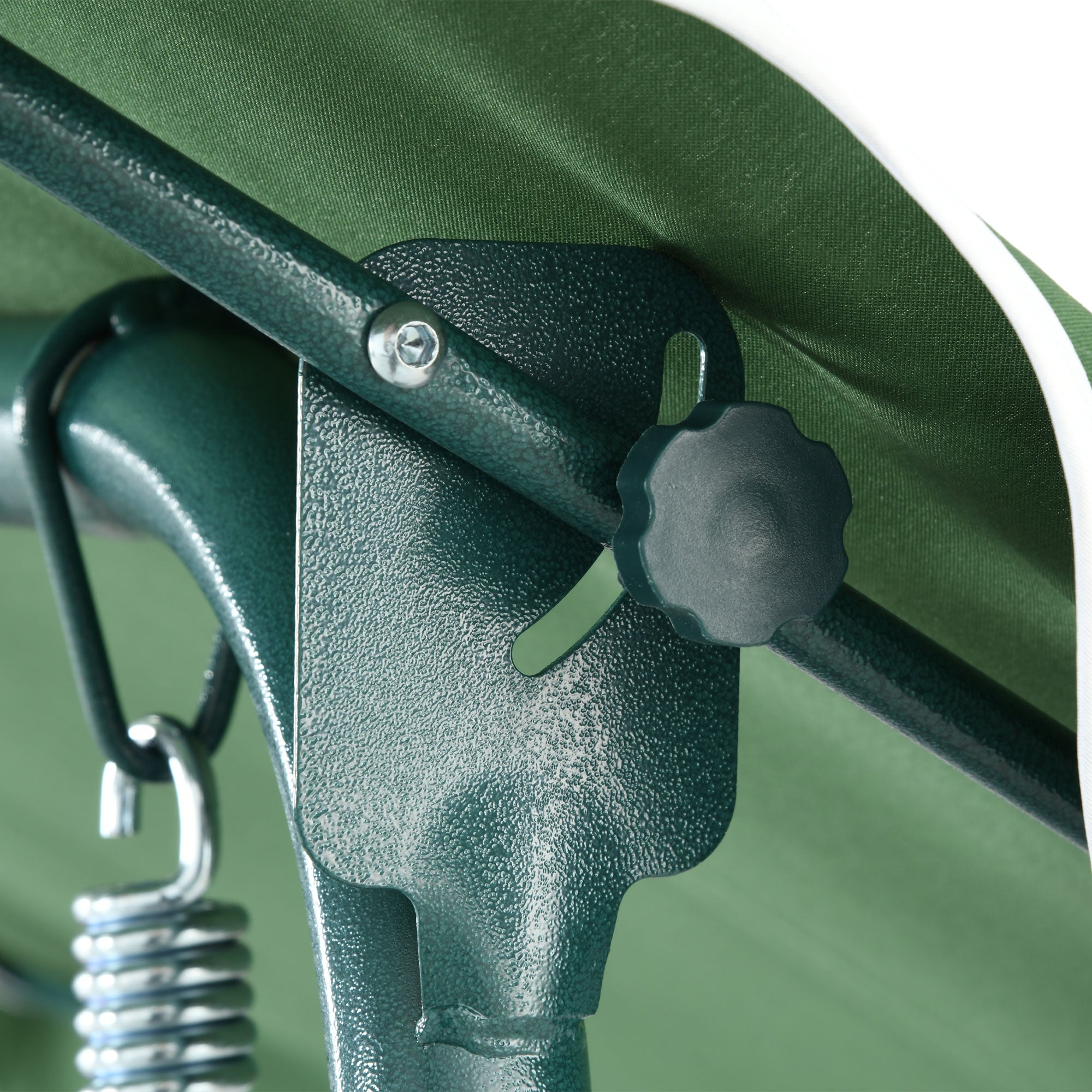 3 Seater Garden Swing Seat Chair with Adjustable Canopy and Metal Frame - Green Stripes