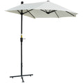 2 Metre Half Parasol with Crank Handle and Double-Sided Canopy - Cream White