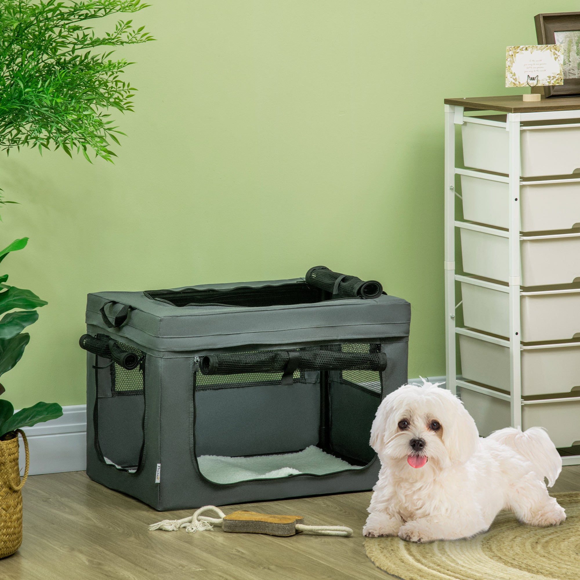 Pet Carrier, Portable Cat Carrier, Foldable Dog Bag for Miniature Dogs, 60 x 42 x 42 cm, Grey