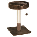 Small Indoor Cat Tree with Sisal Scratching Post, Bed Cushion & Ball Toy - Brown