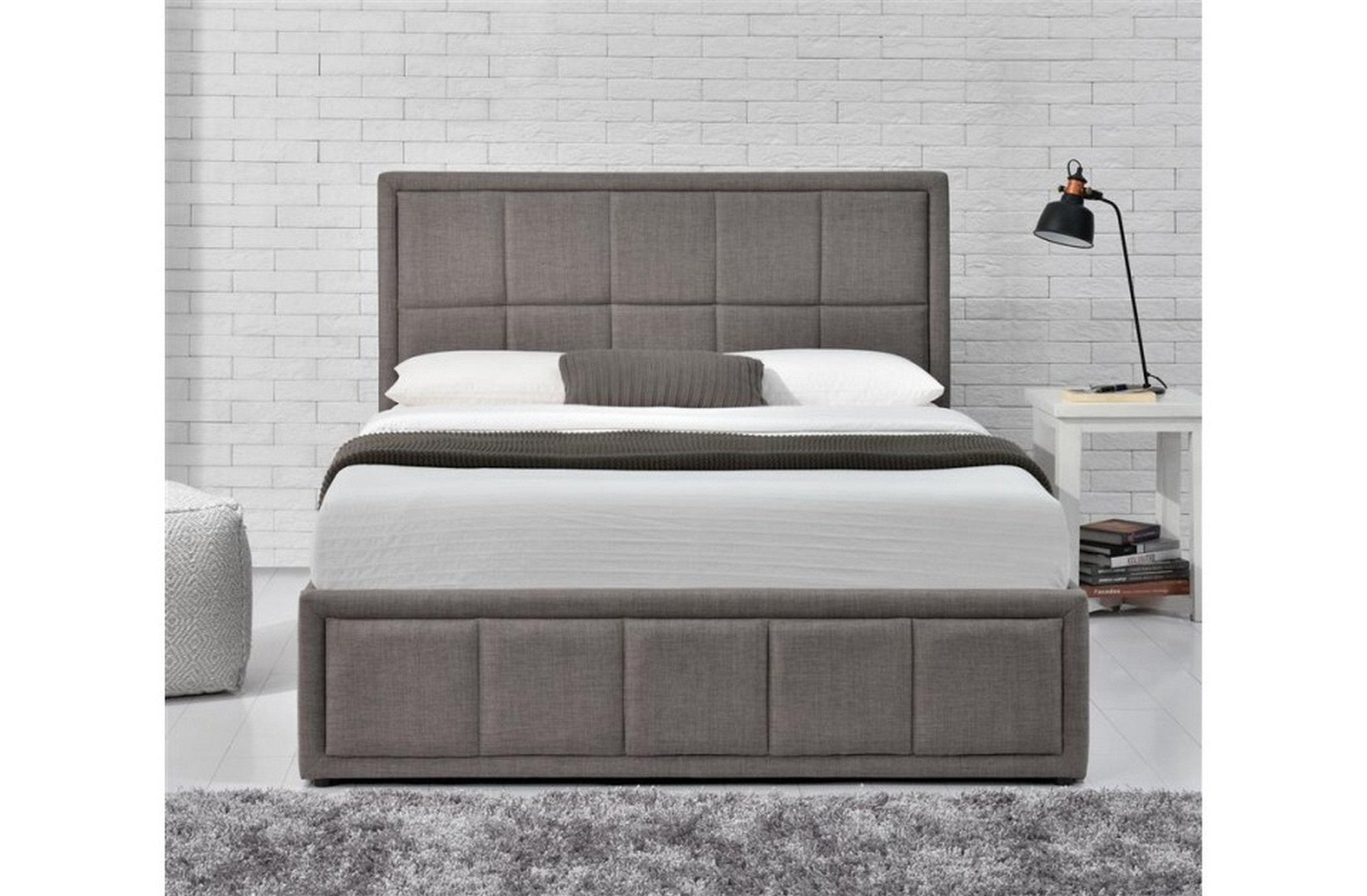 Hannover Double Ottoman Bed Grey - Bedzy UK modern and affordable home furniture England