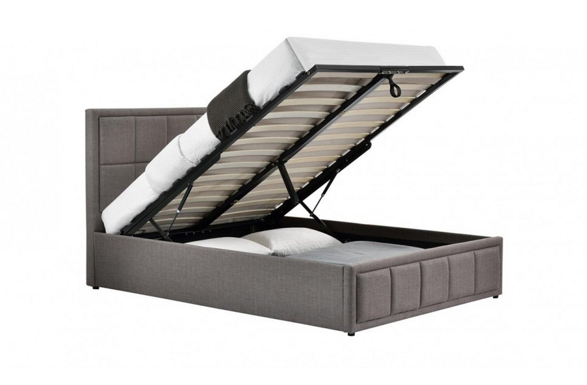 Hannover Double Ottoman Bed Grey - Bedzy UK modern and affordable home furniture England