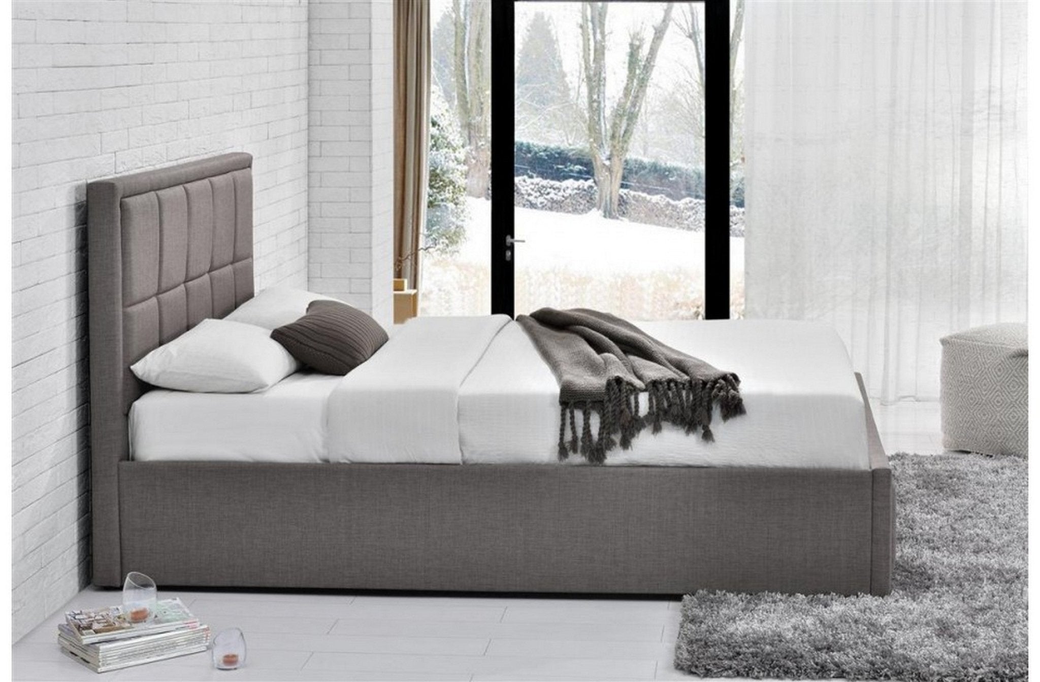 Hannover Double Ottoman Bed Grey - Bedzy UK modern and affordable home furniture England