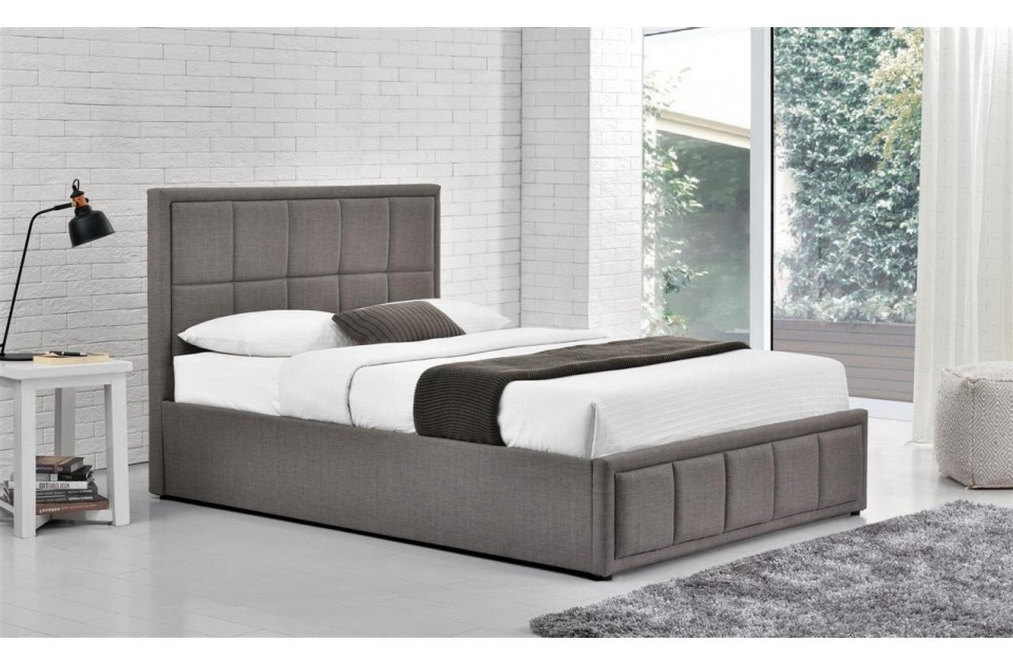 Hannover Small Double Ottoman Bed Grey - Bedzy UK modern and affordable home furniture England