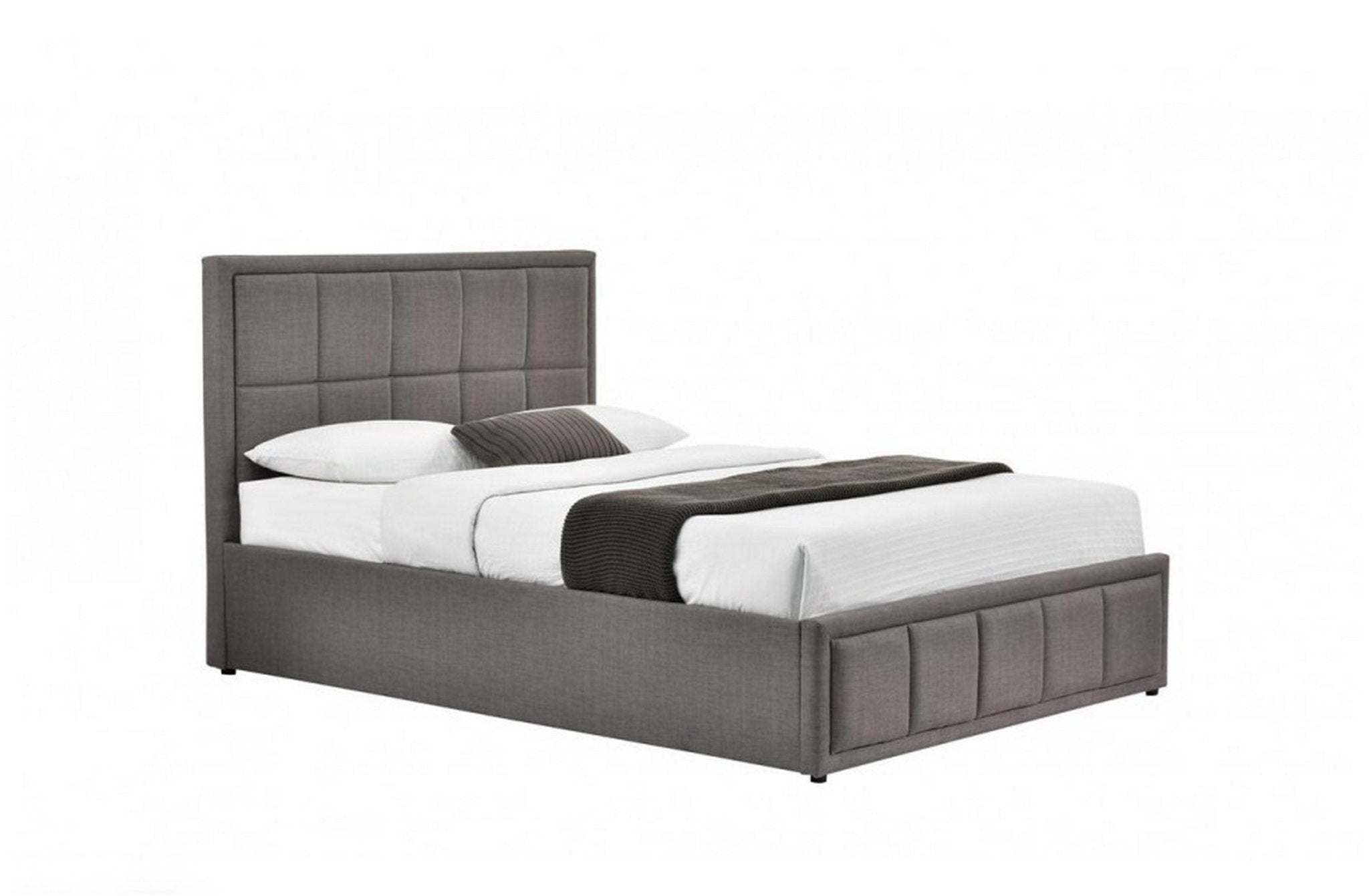 Hannover Small Double Ottoman Bed Grey - Bedzy UK modern and affordable home furniture England