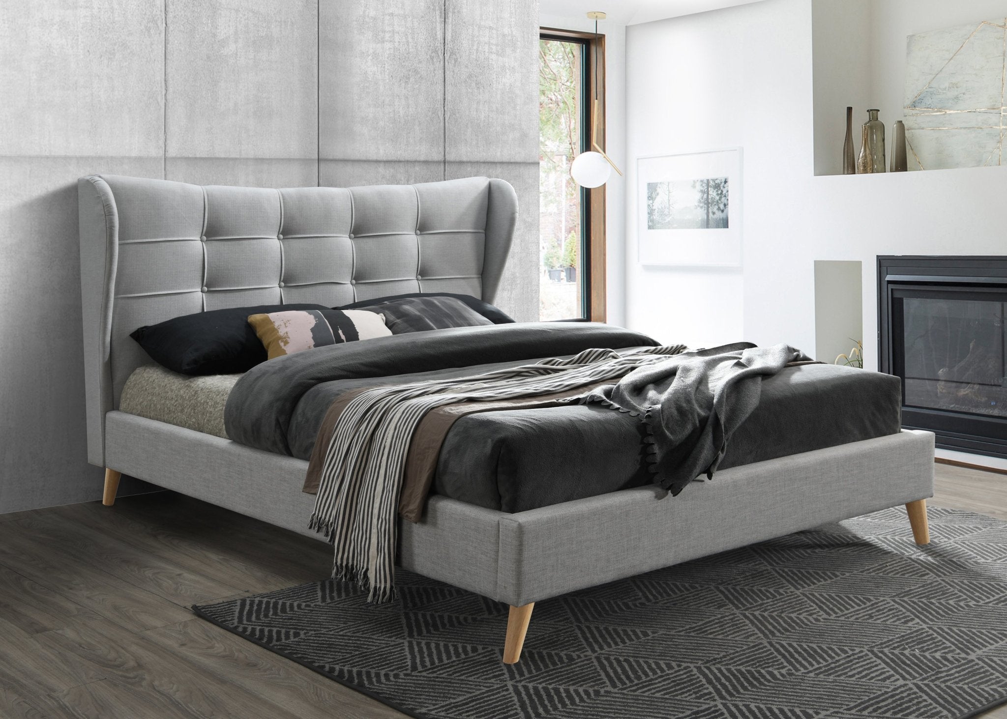 Harper Double Bed Grey - Bedzy UK modern and affordable home furniture England