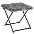Folding Square Rattan Coffee Table with Steel Frame - Grey