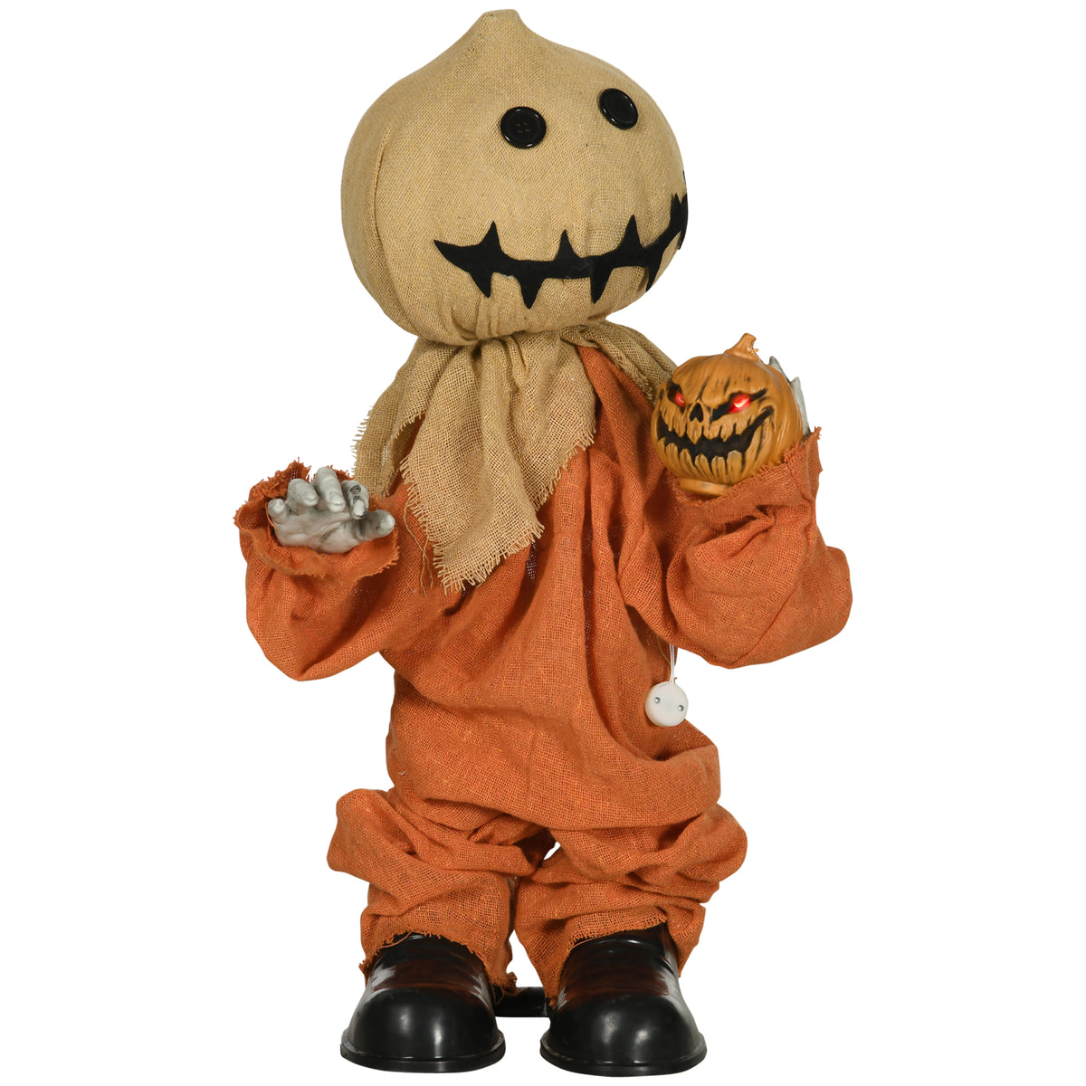 80cm Halloween Scarecrow Decoration with Light-Up Eyes and Sound Activation - Multi-Coloured