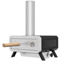 Portable Wood Fired Pizza Oven with Rotating Stone for Outdoor Cooking - Silver