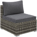 1 Seater Outdoor Rattan Sofa with Cushions - Deep Grey