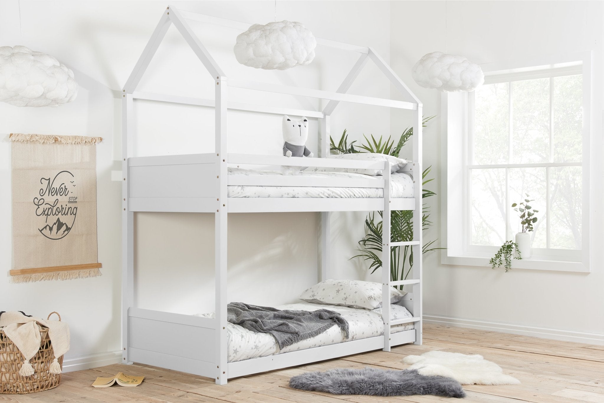 Home Bunk Bed - White - Bedzy UK modern and affordable home furniture England