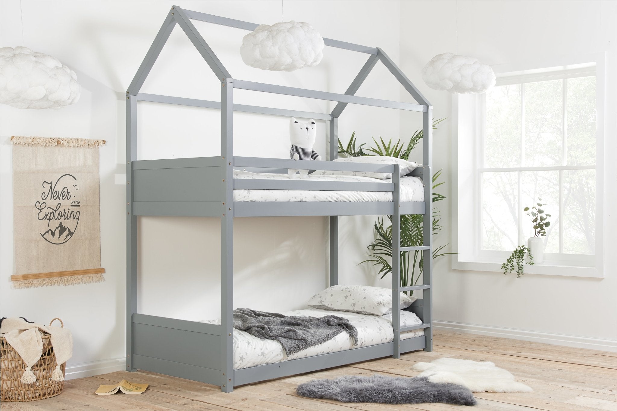 Home Bunk Bed - Grey - Bedzy UK modern and affordable home furniture England