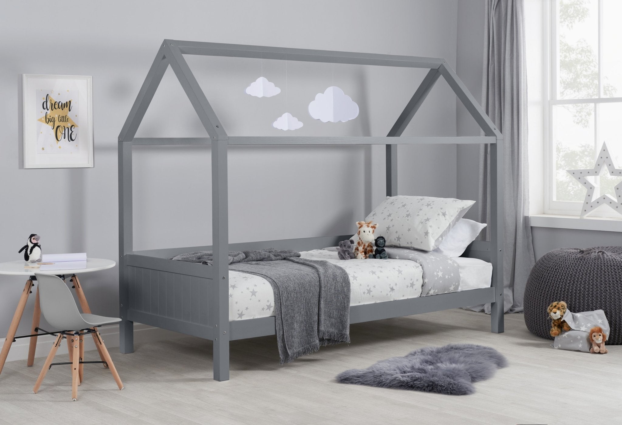 Home Single Bed - Grey - Bedzy UK modern and affordable home furniture England