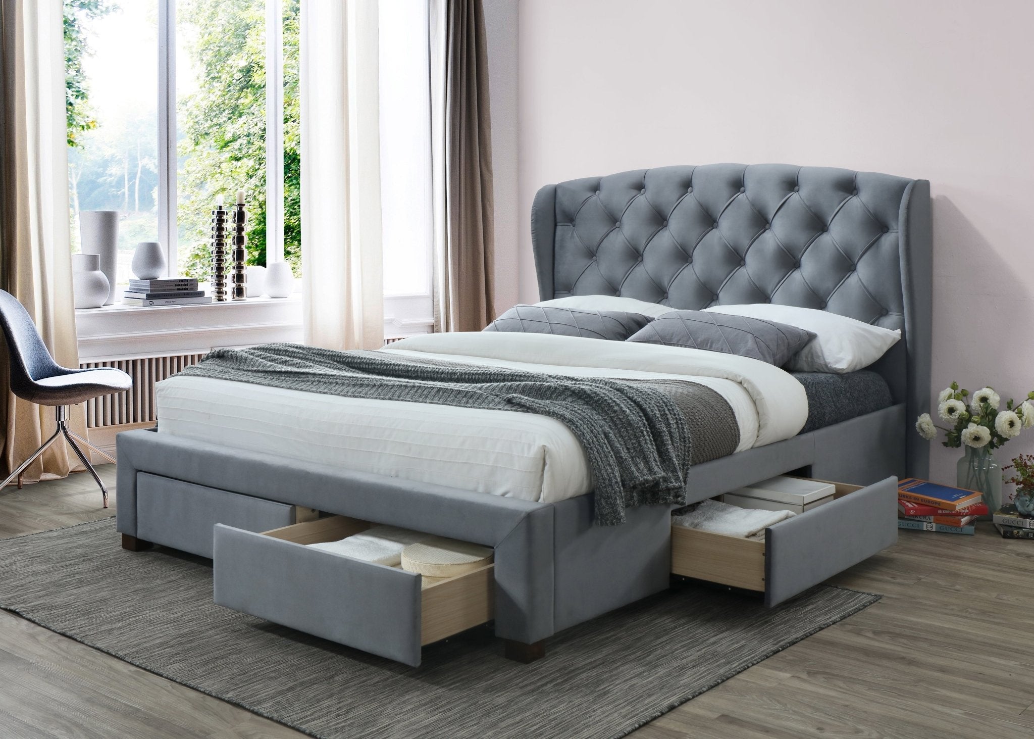 Hope Double Bed Grey - Bedzy UK modern and affordable home furniture England