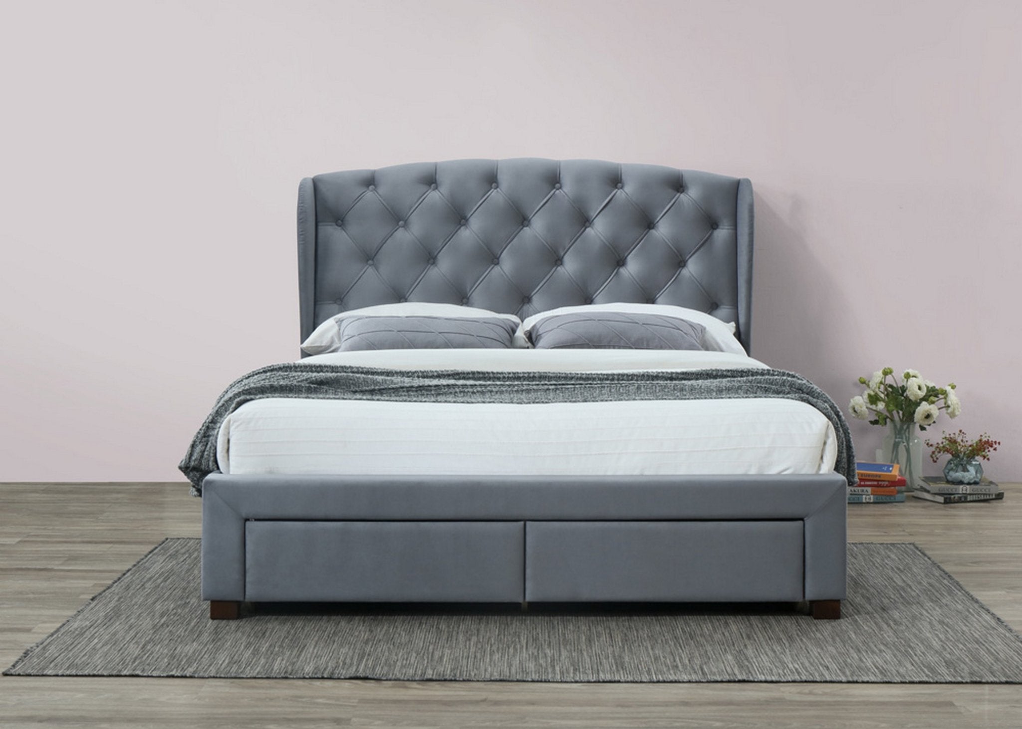 Hope Double Bed Grey - Bedzy UK modern and affordable home furniture England