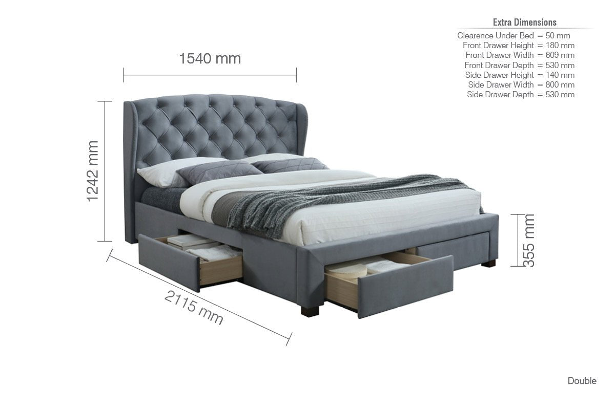 Hope Double Bed Grey - Bedzy UK modern and affordable home furniture England