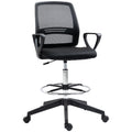 Ergonomic Tall Mesh Back Drafting Office Chair with Adjustable Height, Footrest & 360° Swivel - Black