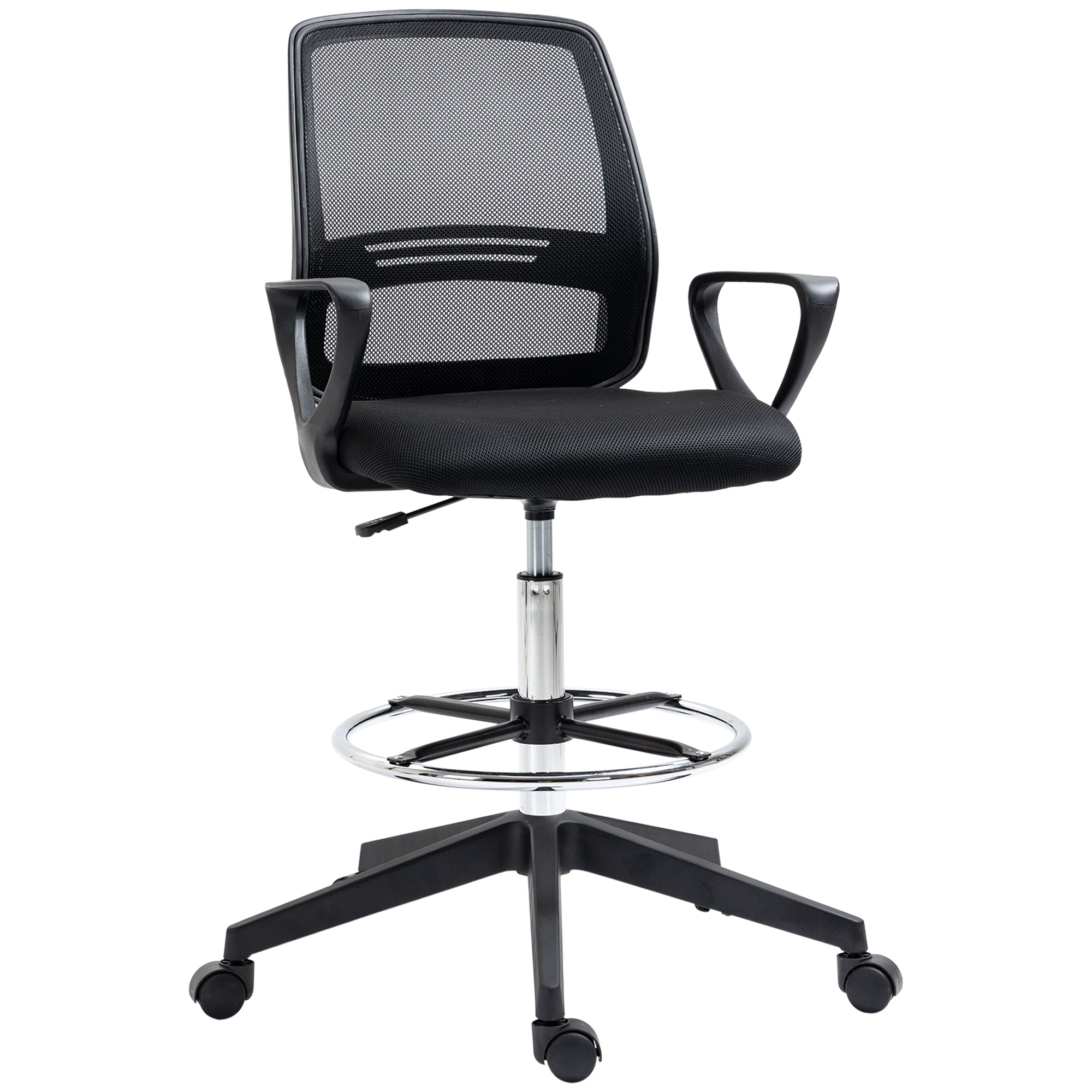 Ergonomic Mesh Back Drafting Chair Tall Office Chair with Adjustable Height and Footrest 360° Swivel