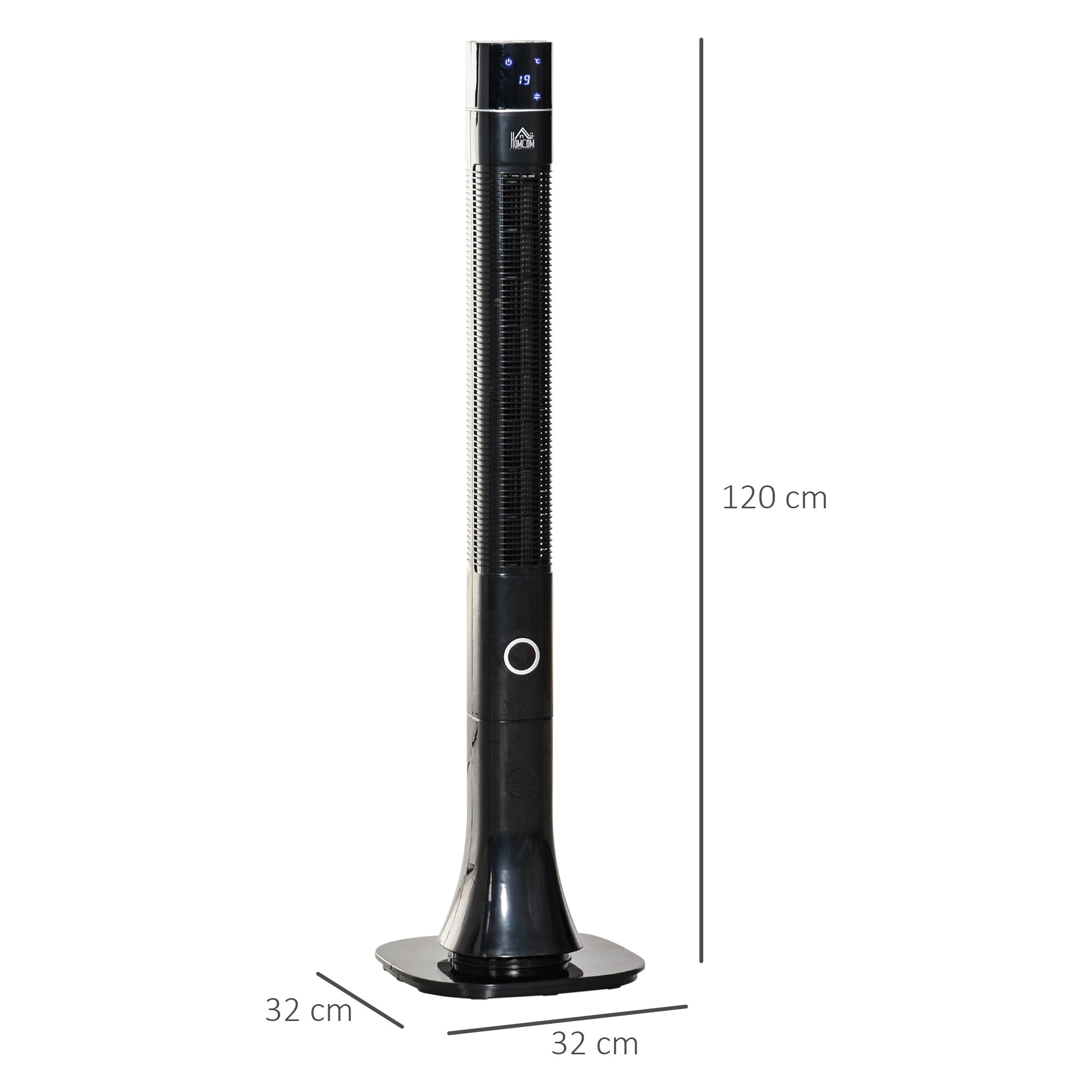 47" Anion Tower Fan Cooling for Bedroom with 3 Speed, 12h Timer, Oscillating, LED Display, Remote Controller, Black