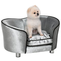 Pet Sofa Couch for Small Dogs and Cats with Storage Pocket and Removable Cushion, 69x49x38cm - Silver Grey