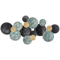 3D Metal Circle Wall Art Sculpture for Living Room Bedroom Dining Room - Blue Black Gold