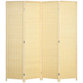 4 Panel Folding Room Divider Screen 180 x 180cm Freestanding Privacy Partition - Natural