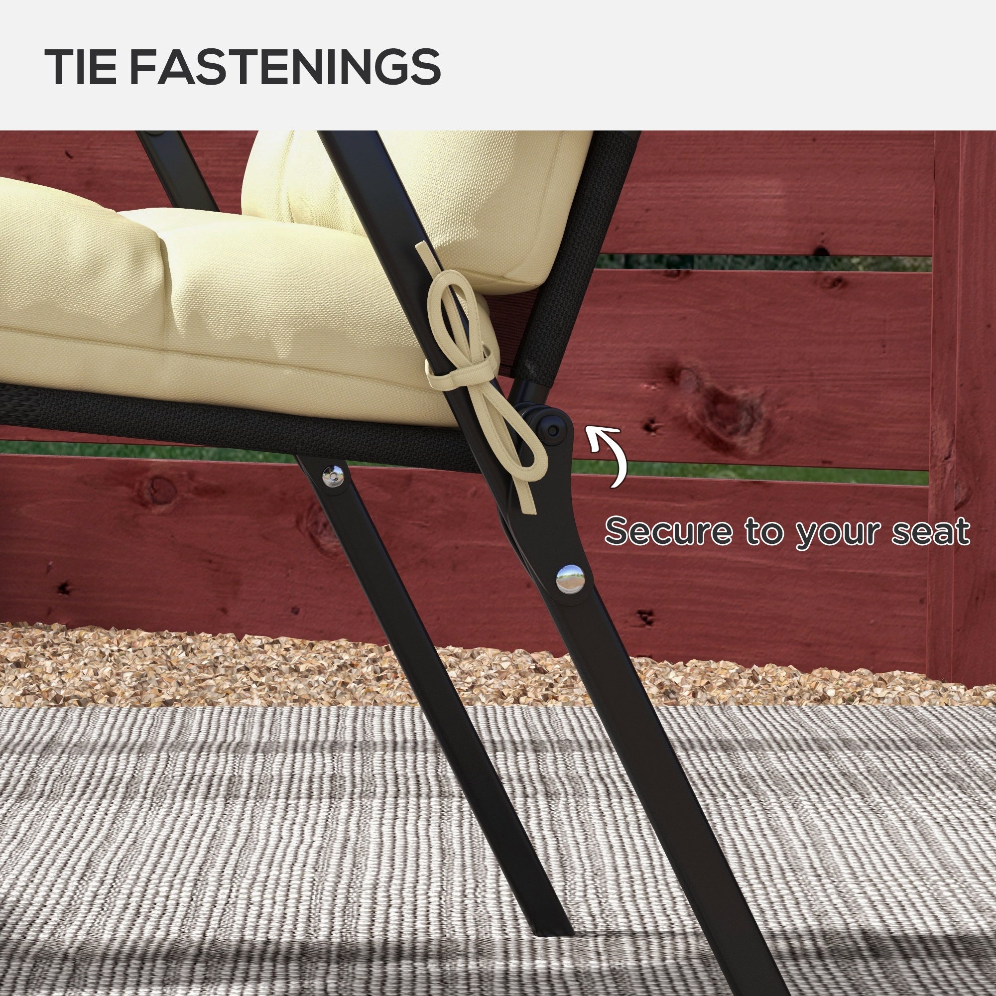 2-Piece Garden Patio Chair Seat and Backrest Cushion Set with Ties - Beige