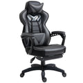 Ergonomic Racing Gaming Chair with Adjustable Height, Recliner, Wheels, Lumbar Support & Retractable Footrest - Grey