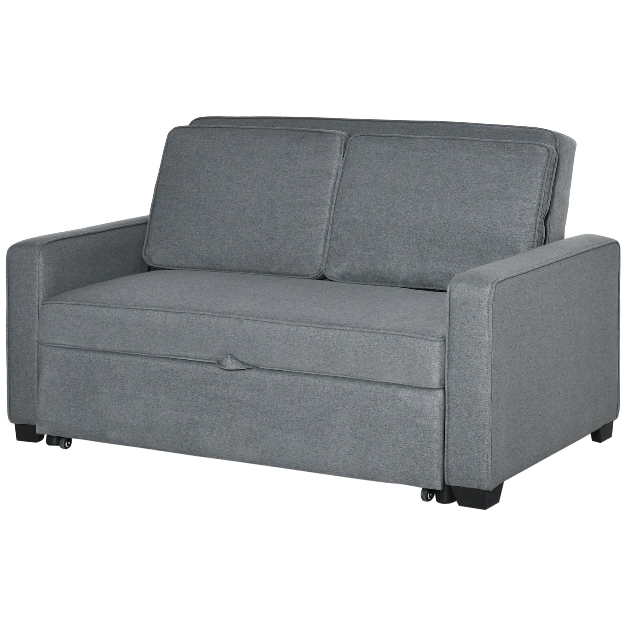 Double Sofa Bed Click Clack Sofa Bed Pull Out Bed with Adjustable Backrest for Living Room and Bedroom Grey