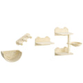 4PC Wall-Mounted Cat Climbing Shelf Set with Hammock, Nest & Scratching Post - Beige