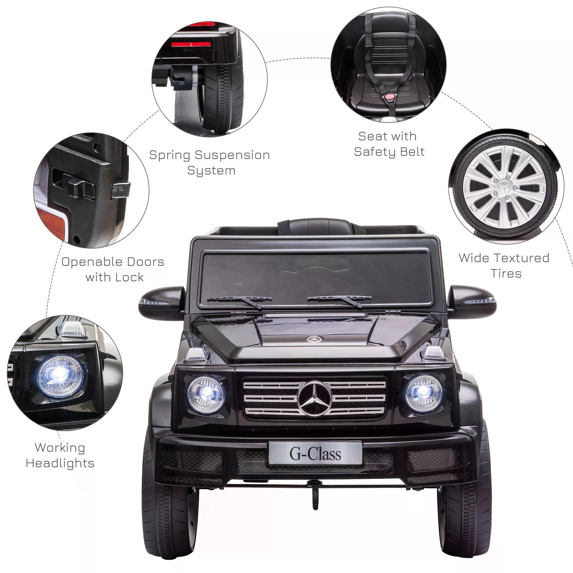 Compatible 12V Battery-powered Kids Electric Ride On Car Mercedes Benz G500 Toy with Parental Remote Control Music Lights MP3 Suspension Wheels