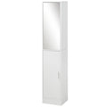 Tall Mirrored Bathroom Cabinet with Adjustable Shelves for Storage - White