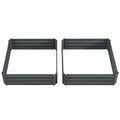 Set of 2 Raised Garden Beds with Open Bottom Drainage - Dark Grey