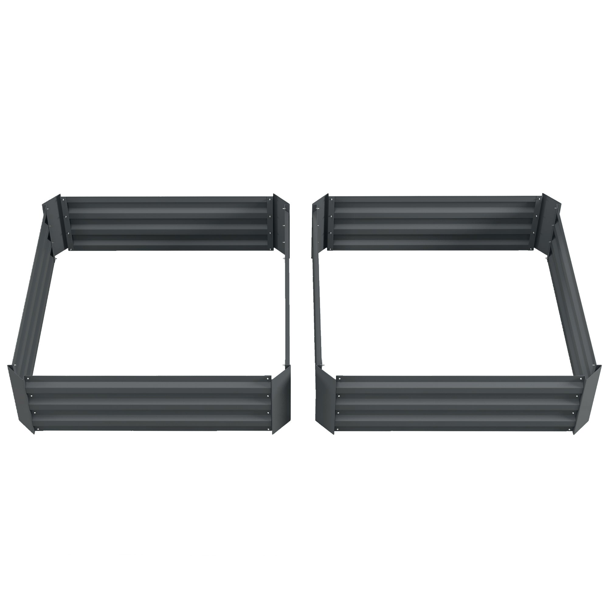 Set of 2 291L Raised Garden Bed, Elevated Galvanised Planter Box for Flowers, Herbs, 100x100x30cm, Dark Grey